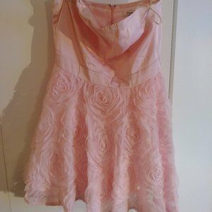 strapless pink party dress.